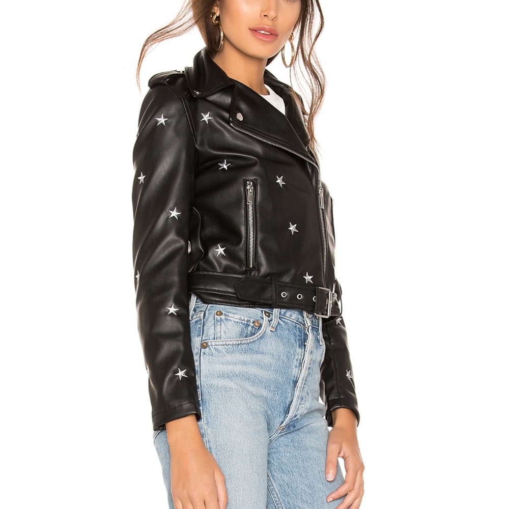 Superdown Embroidered Moto Jacket - image 3